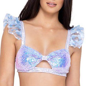 Butterfly Magic Sequin Ruffle Top